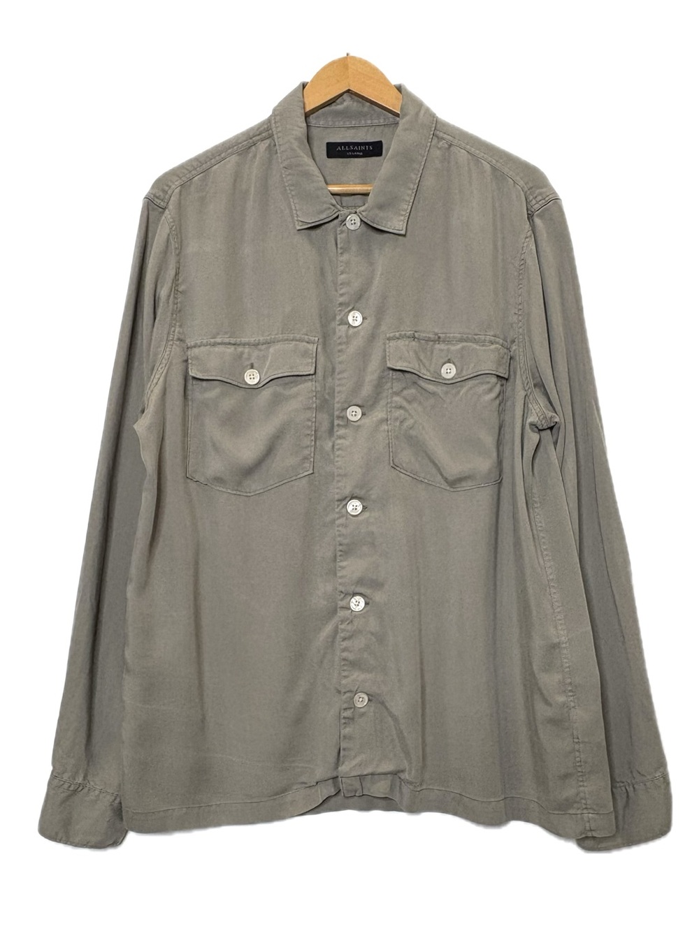 All Saints Mens Lyocell Cargo Pocket Long Sleeve Button Down Shirt Size XXL